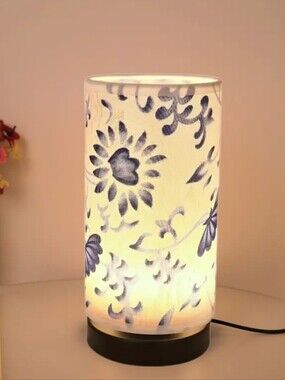 Blue Floral Pattern Table Lamp - Home Accents